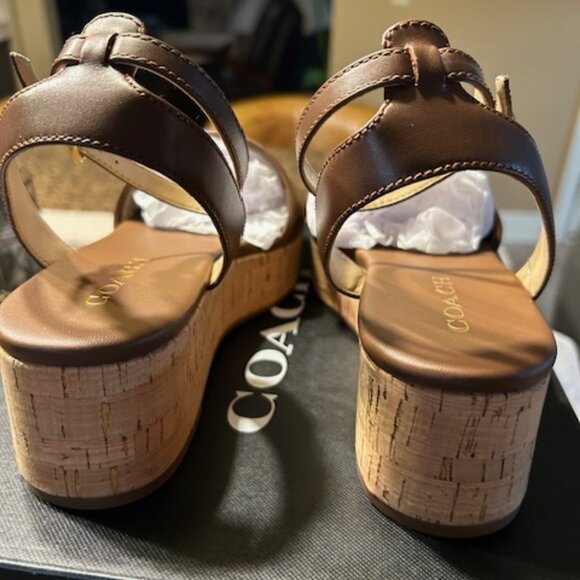Coach Saddle/Khaki Tullie Signature Jacquard Sandals Style #:CR883 - Picture 4 of 11